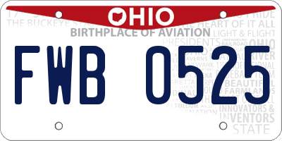 OH license plate FWB0525
