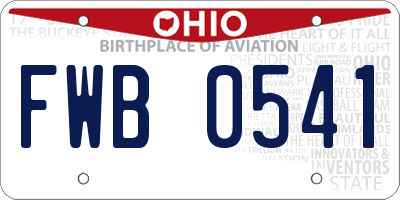 OH license plate FWB0541