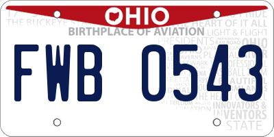 OH license plate FWB0543