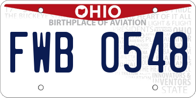 OH license plate FWB0548