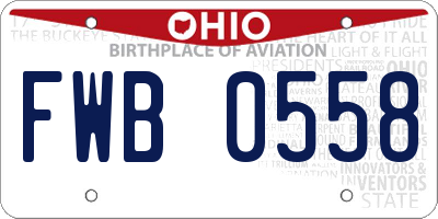 OH license plate FWB0558