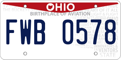 OH license plate FWB0578
