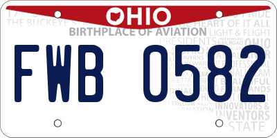 OH license plate FWB0582