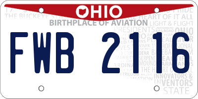 OH license plate FWB2116