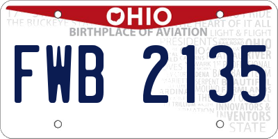 OH license plate FWB2135