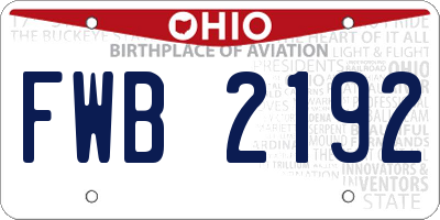 OH license plate FWB2192