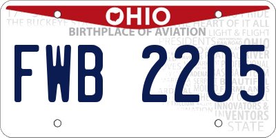 OH license plate FWB2205