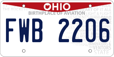 OH license plate FWB2206
