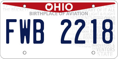 OH license plate FWB2218