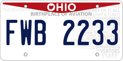 OH license plate FWB2233