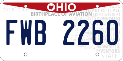 OH license plate FWB2260