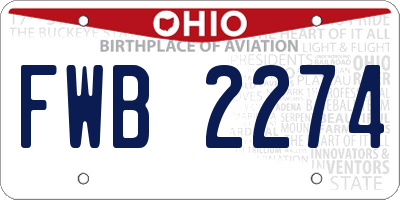 OH license plate FWB2274