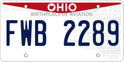 OH license plate FWB2289