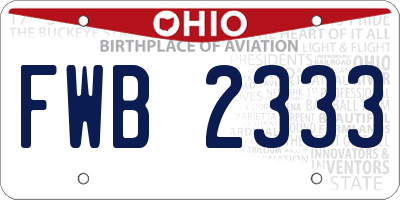 OH license plate FWB2333