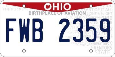 OH license plate FWB2359