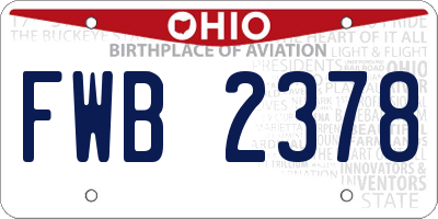 OH license plate FWB2378