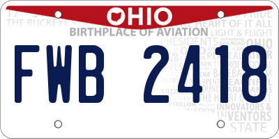 OH license plate FWB2418