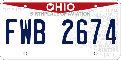 OH license plate FWB2674