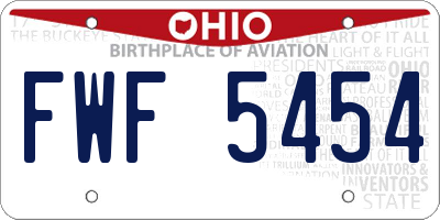 OH license plate FWF5454