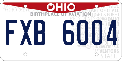 OH license plate FXB6004