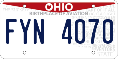 OH license plate FYN4070