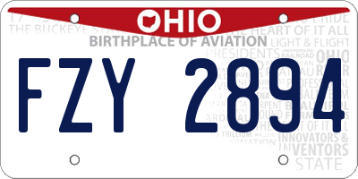 OH license plate FZY2894