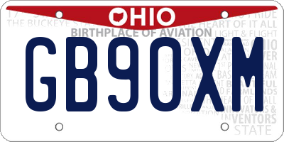 OH license plate GB90XM
