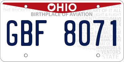 OH license plate GBF8071