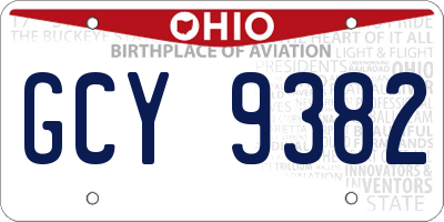 OH license plate GCY9382