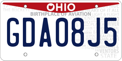 OH license plate GDA08J5