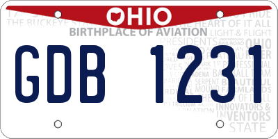 OH license plate GDB1231