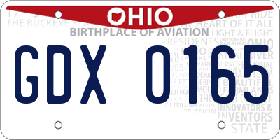 OH license plate GDX0165