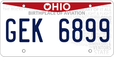 OH license plate GEK6899