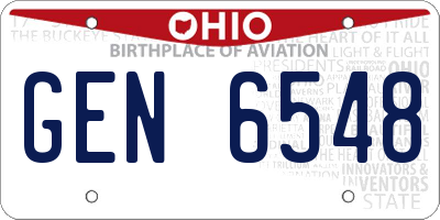OH license plate GEN6548