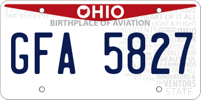 OH license plate GFA5827