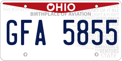 OH license plate GFA5855