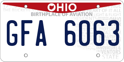 OH license plate GFA6063