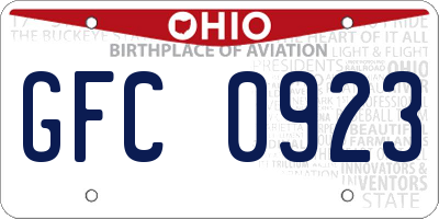 OH license plate GFC0923