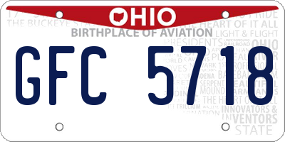 OH license plate GFC5718