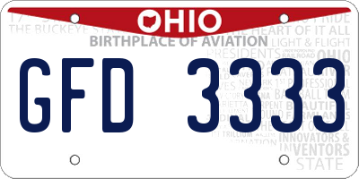 OH license plate GFD3333