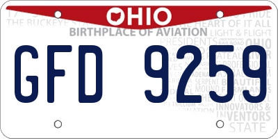 OH license plate GFD9259