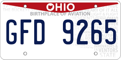 OH license plate GFD9265