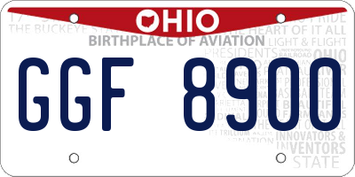 OH license plate GGF8900