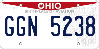 OH license plate GGN5238
