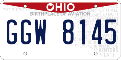 OH license plate GGW8145