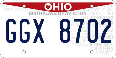OH license plate GGX8702