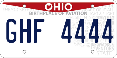 OH license plate GHF4444