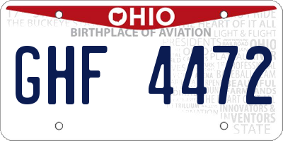 OH license plate GHF4472