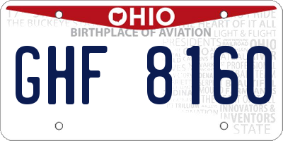 OH license plate GHF8160
