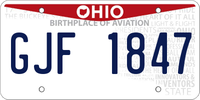OH license plate GJF1847